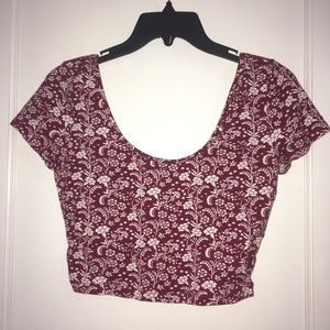 Floral burgundy red crop top